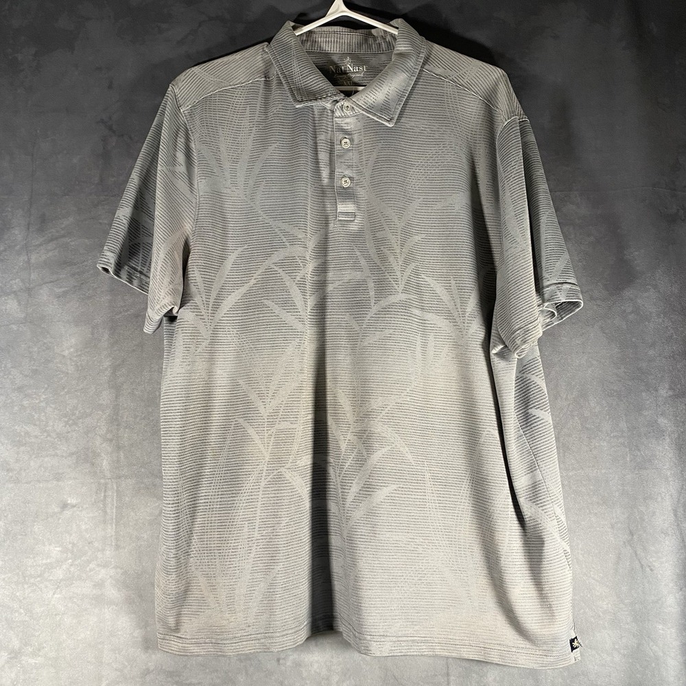 Nat Nast Mens Polo Shirt 2XL Hawaiian‎ Aloha Knit Short Sleeve Gray Golf